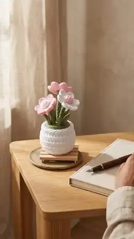 Pink and white flower desk decoration